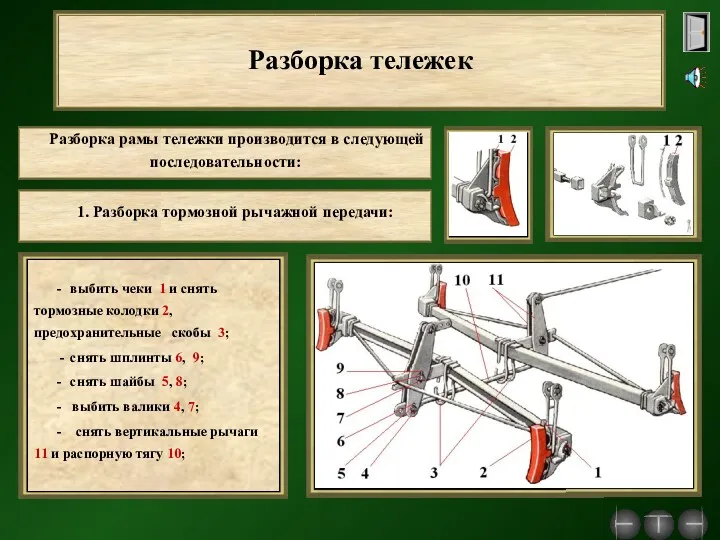 Разборка тележек Разборка рамы тележки производится в следующей последовательности: -