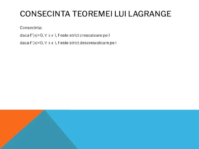 CONSECINTA TEOREMEI LUI LAGRANGE