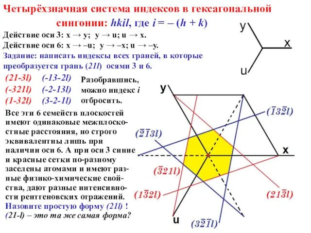 Четырёхзначная система индексов в гексагональной сингонии: hkil, где i =
