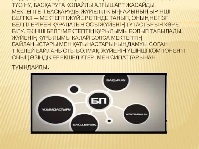 ПЕДАГОГИКАЛЫҚ ПРОЦЕСТІ БАСҚАРУ ЖҮЙЕСІНІҢ ТАБИҒАТЫН ТҮСІНУ, БАСҚАРУҒА ҚОЛАЙЛЫ АЛҒЫШАРТ ЖАСАЙДЫ.