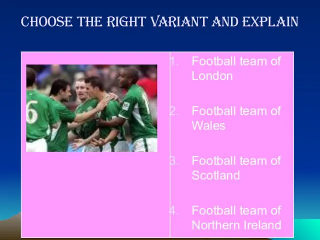 Choose the right variant and explain