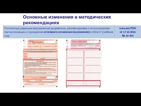 Основные изменения в методических рекомендациях