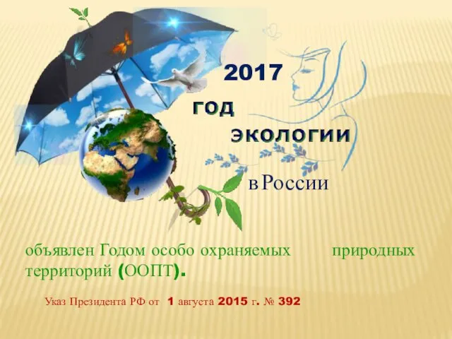 объявлен Годом особо охраняемых природных территорий (ООПТ). Указ Президента РФ