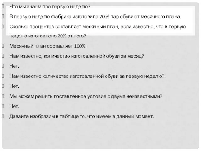 Что мы знаем про первую неделю? В первую неделю фабрика