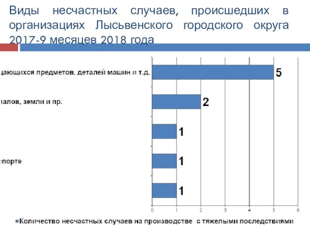 Виды несчастных случаев, происшедших в организациях Лысьвенского городского округа 2017-9 месяцев 2018 года