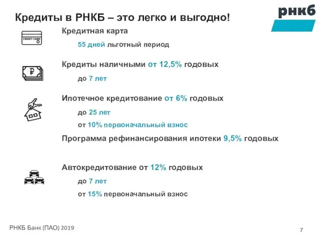 РНКБ Банк (ПАО) 2019 Кредиты в РНКБ – это легко