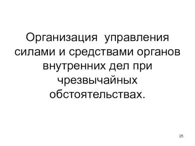 Организация управления силами и средствами органов внутренних дел при чрезвычайных обстоятельствах.