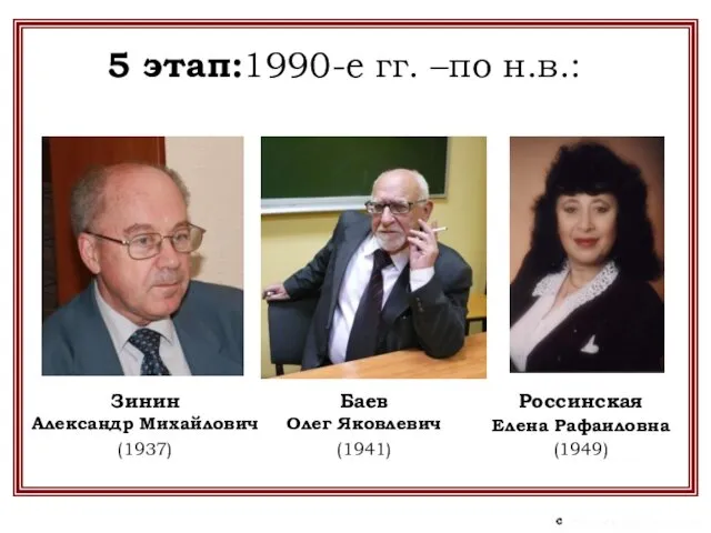 5 этап:1990-е гг. –по н.в.: Зинин Александр Михайлович (1937) Баев