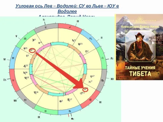 Узловая ось Лев – Водолей: СУ во Льве – ЮУ в Водолее Александра Давид-Неель