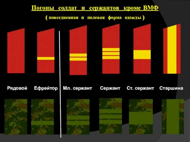 Погоны солдат и сержантов кроме ВМФ ( повседневная и полевая