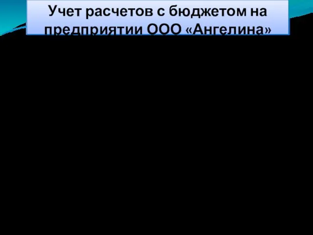 Учет расчетов с бюджетом на предприятии ООО «Ангелина»