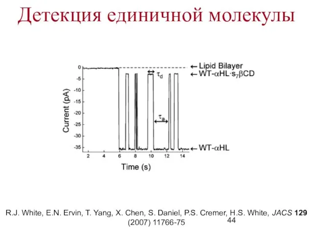 Детекция единичной молекулы R.J. White, E.N. Ervin, T. Yang, X.