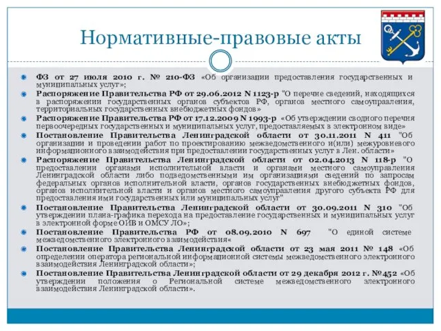 Нормативные-правовые акты ФЗ от 27 июля 2010 г. № 210-ФЗ