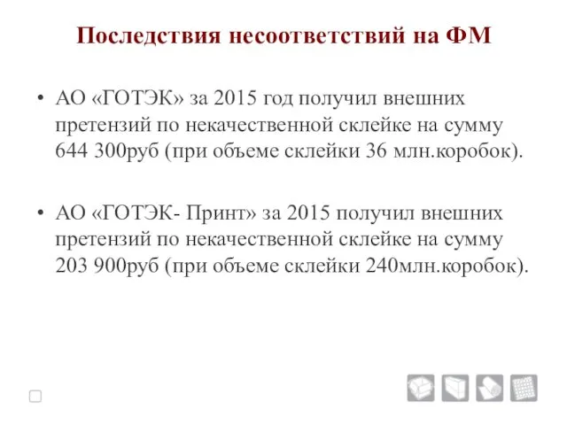 Последствия несоответствий на ФМ АО «ГОТЭК» за 2015 год получил