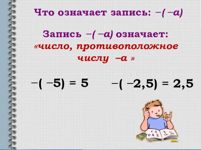 Что означает запись: ̶ ( ̶ а) ̶ ( ̶ 5) = 5