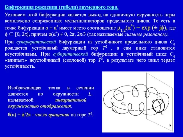 Бифуркация рождения (гибели) двумерного тора. Условием этой бифуркации является выход