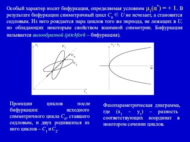 Особый характер носит бифуркация, определяемая условием μ1(α*) = + 1.