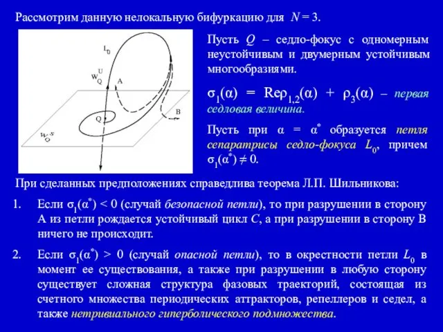 Рассмотрим данную нелокальную бифуркацию для N = 3. Пусть Q