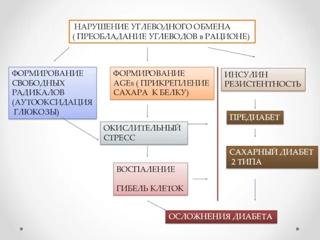 НАРУШЕНИЕ УГЛЕВОДНОГО ОБМЕНА ( ПРЕОБЛАДАНИЕ УГЛЕВОДОВ в РАЦИОНЕ) ФОРМИРОВАНИЕ СВОБОДНЫХ