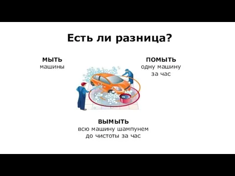 Есть ли разница? МЫТЬ машины ПОМЫТЬ одну машину за час