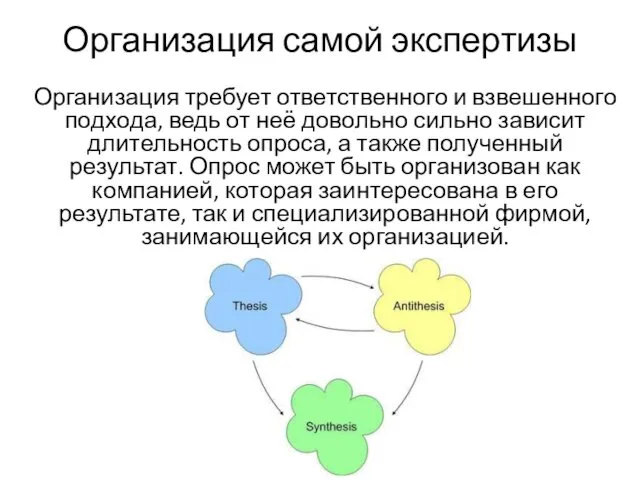 Организация самой экспертизы Организация требует ответственного и взвешенного подхода, ведь