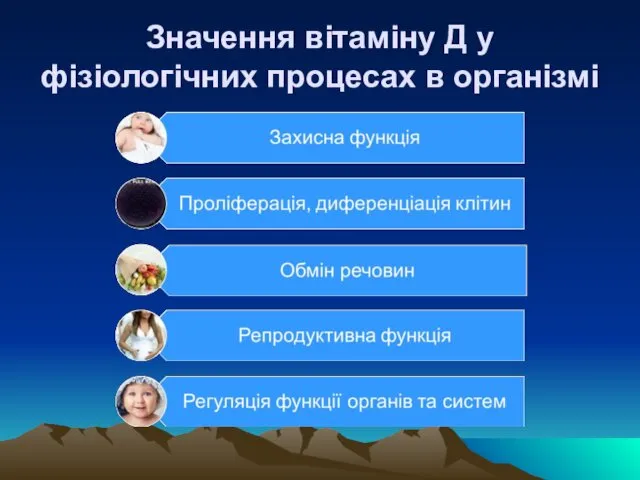 Значення вітаміну Д у фізіологічних процесах в організмі