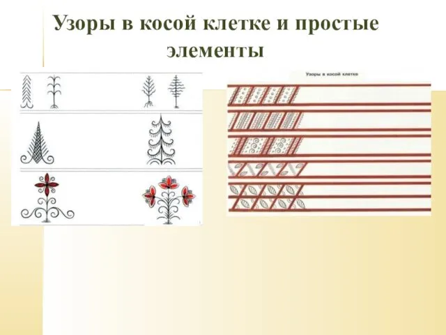 Узоры в косой клетке и простые элементы