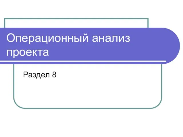 Операционный анализ проекта Раздел 8