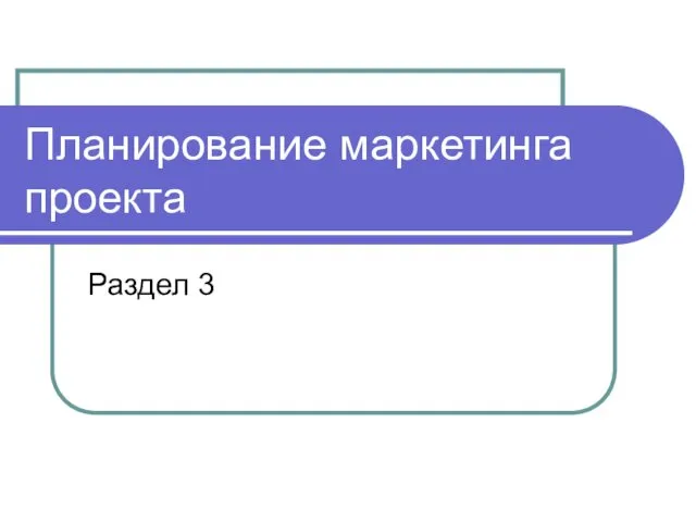 Планирование маркетинга проекта Раздел 3