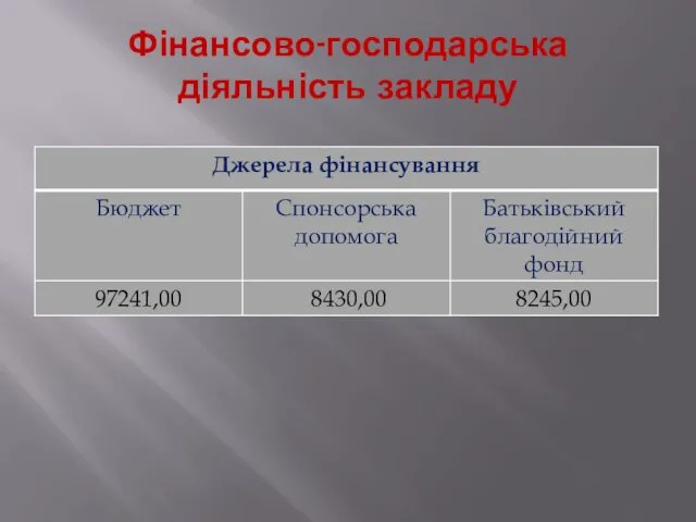 Фінансово-господарська діяльність закладу