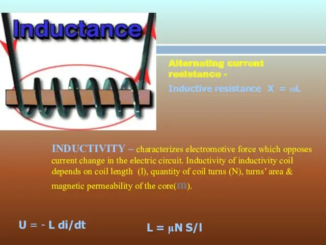 INDUCTIVITY – characterizes electromotive force which opposes current change in