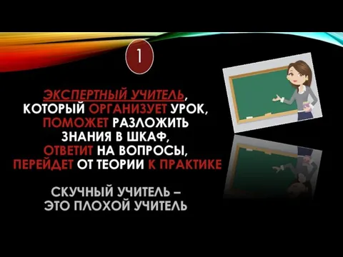 ЭКСПЕРТНЫЙ УЧИТЕЛЬ, КОТОРЫЙ ОРГАНИЗУЕТ УРОК, ПОМОЖЕТ РАЗЛОЖИТЬ ЗНАНИЯ В ШКАФ,