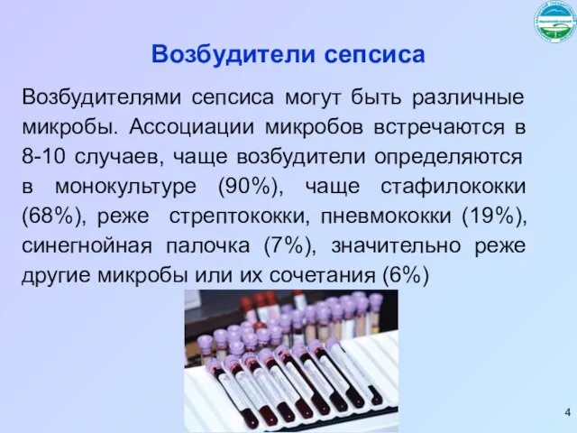 Возбудители сепсиса Возбудителями сепсиса могут быть различные микробы. Ассоциации микробов