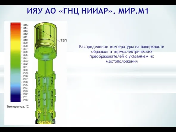 ИЯУ АО «ГНЦ НИИАР». МИР.М1 Распределение температуры на поверхности образцов