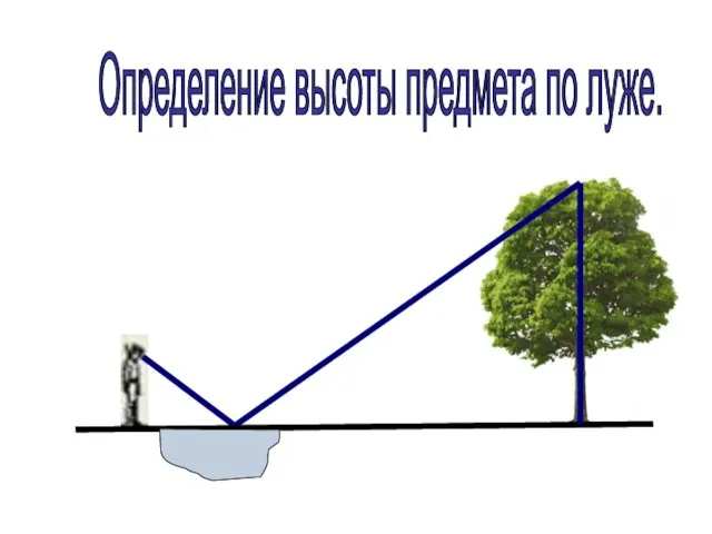 Определение высоты предмета по луже.