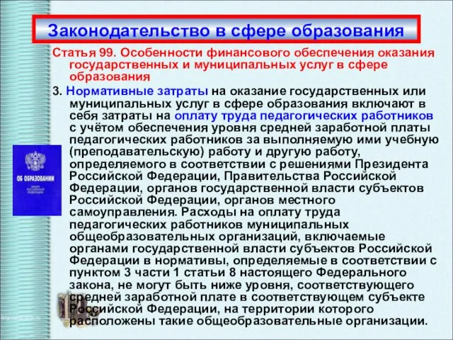 Статья 99. Особенности финансового обеспечения оказания государственных и муниципальных услуг