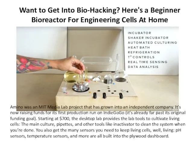 Want to Get Into Bio-Hacking? Here's a Beginner Bioreactor For Engineering Cells At