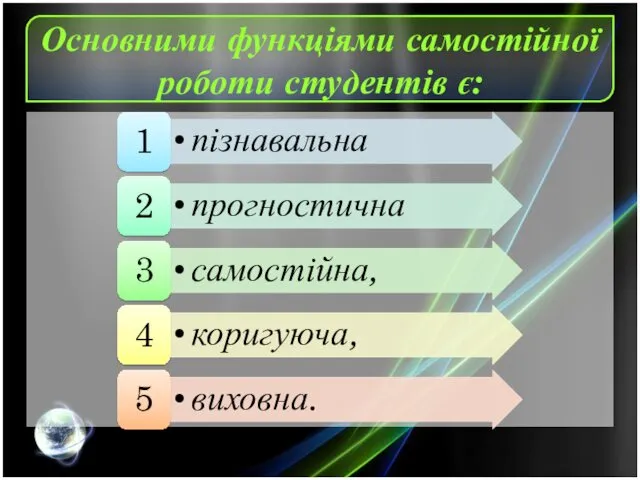 Основними функціями самостійної роботи студентів є: