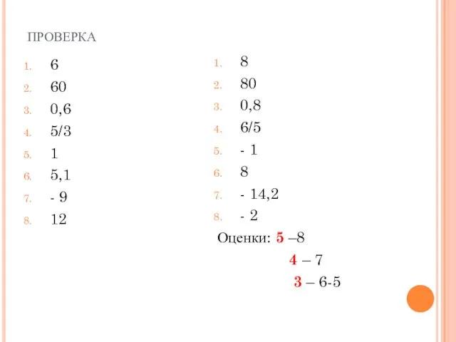 проверка 6 60 0,6 5/3 1 5,1 - 9 12 8 80 0,8