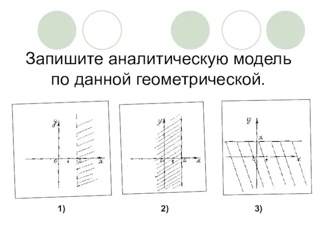 Запишите аналитическую модель по данной геометрической. 1) 2) 3)