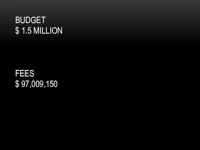 BUDGET $ 1.5 MILLION FEES $ 97,009,150
