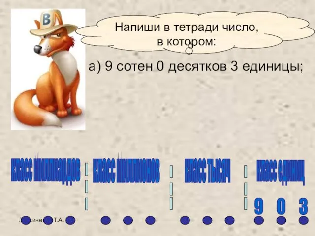 Литвиненко Т.А. Напиши в тетради число, в котором: а) 9