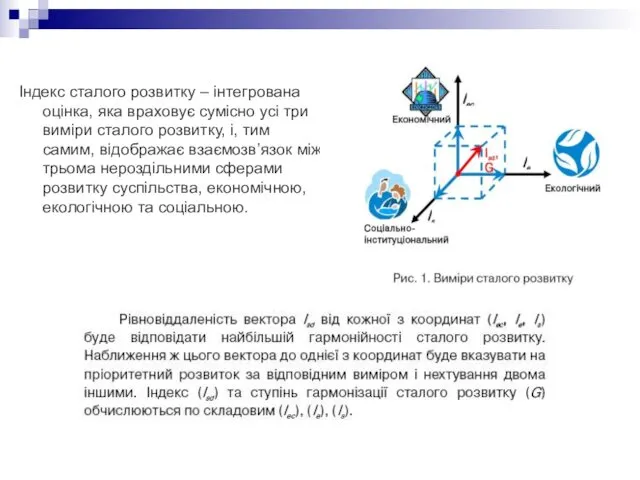 Індекс сталого розвитку – інтегрована оцінка, яка враховує сумісно усі