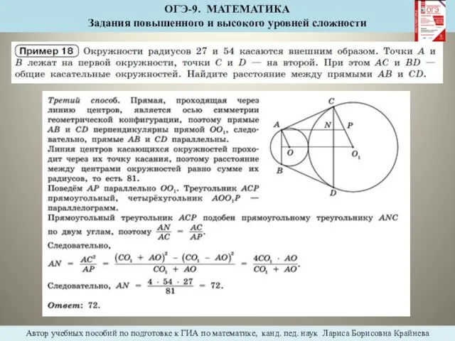 ОГЭ-9. МАТЕМАТИКА Задания повышенного и высокого уровней сложности Автор учебных