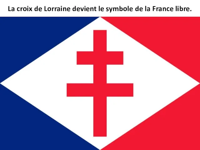La croix de Lorraine devient le symbole de la France libre.