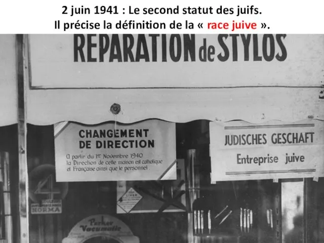 2 juin 1941 : Le second statut des juifs. Il