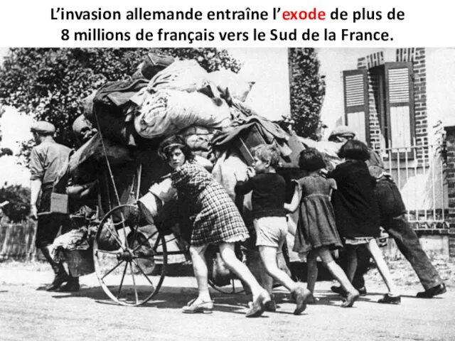 L’invasion allemande entraîne l’exode de plus de 8 millions de français vers le