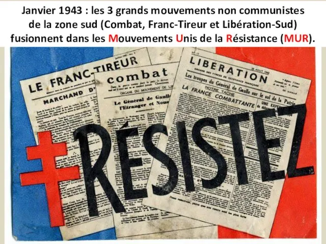 Janvier 1943 : les 3 grands mouvements non communistes de