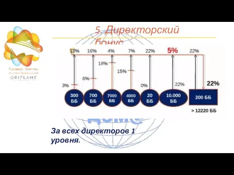 5. Директорский бонус За всех директоров 1 уровня.