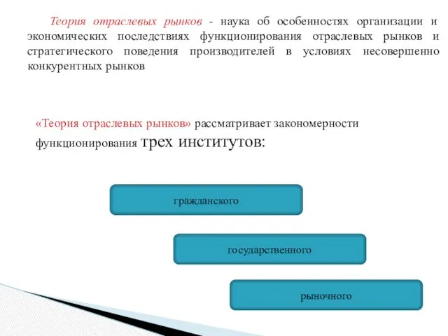 Теория отраслевых рынков - наука об особенностях организации и экономических